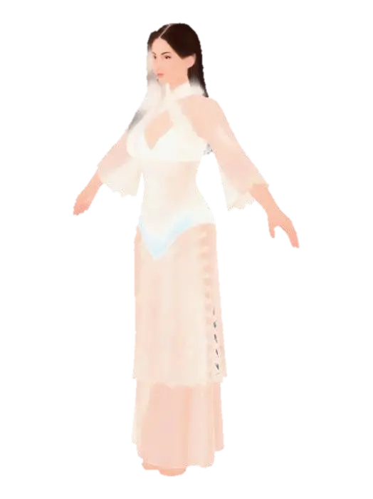 3D model for White Lace Ao Dai