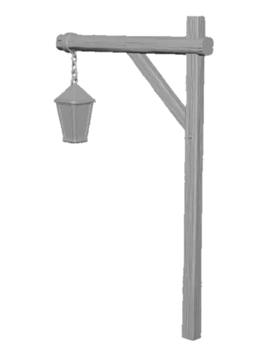 3D model for Lantern on Wooden Lamp