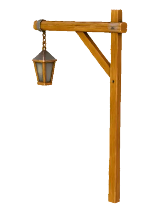 3D model for Lantern on Wooden Lamp