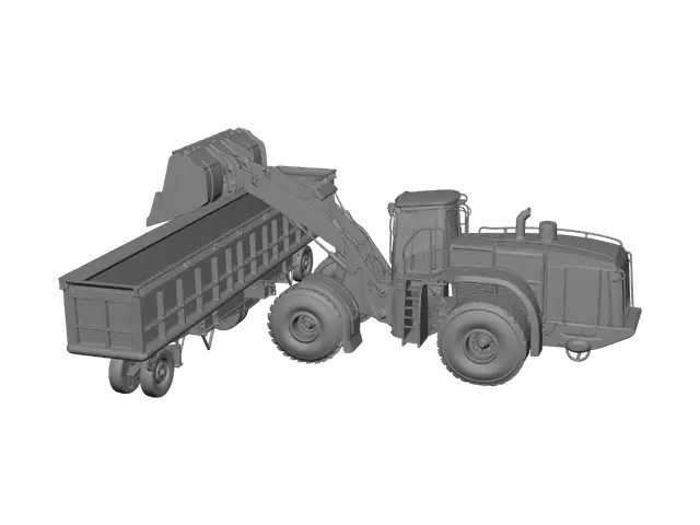 3D model for Wheel Loader Loading Gravel into a Dump Trailer