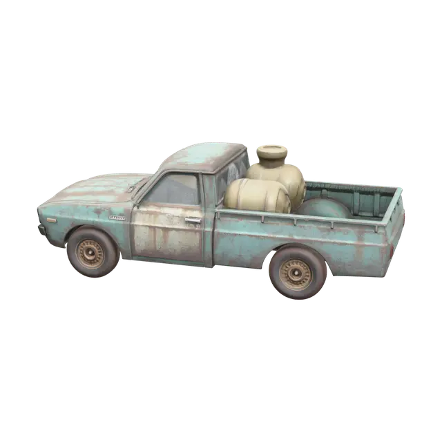 Stylized Rusty Car 3D model, vytvořený pomocí AI