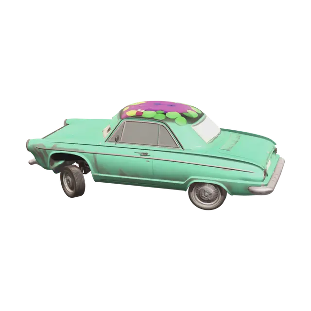 Realistic Rusty Car 3D model, vytvořený pomocí AI