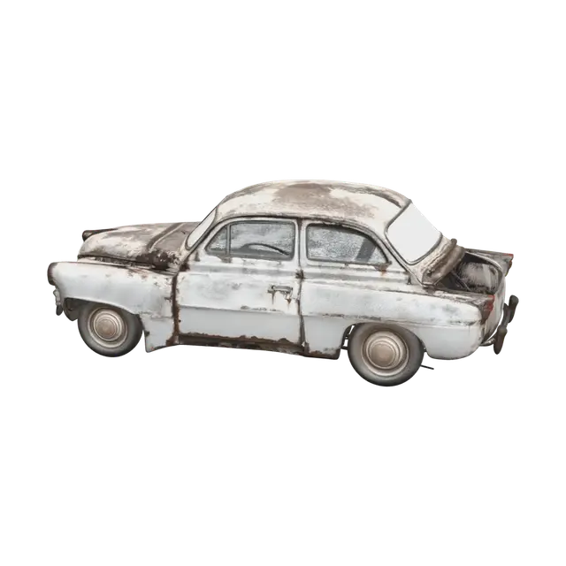 Rusty Car 3D model, vytvořený pomocí AI