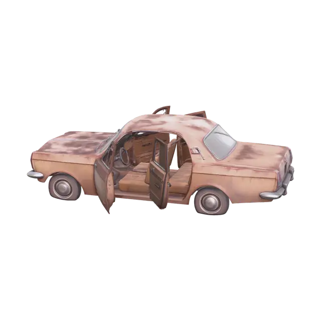 Fantasy Rusty Car 3D model, vytvořený pomocí AI