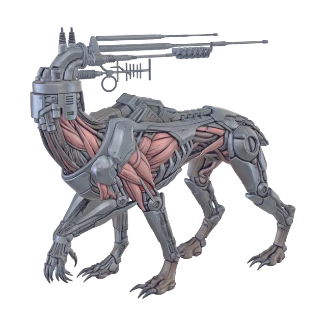Signalis - A Quadruped Biomechanical Weapon - Angular 3D model, vytvořený pomocí AI