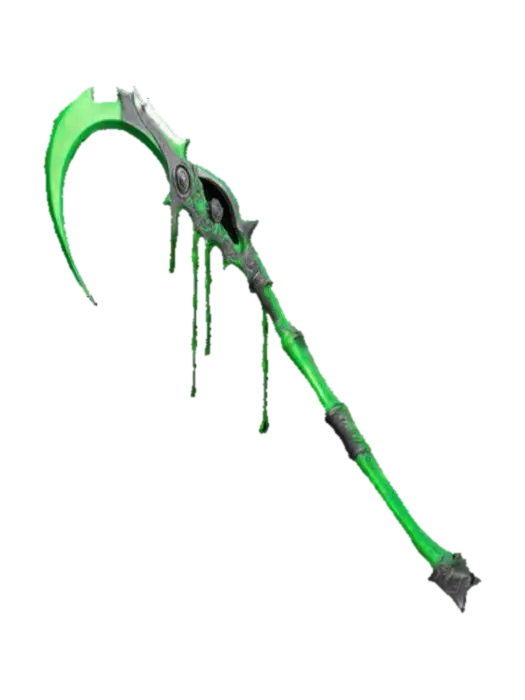 a green acid scythe 3D model, vytvořený pomocí AI