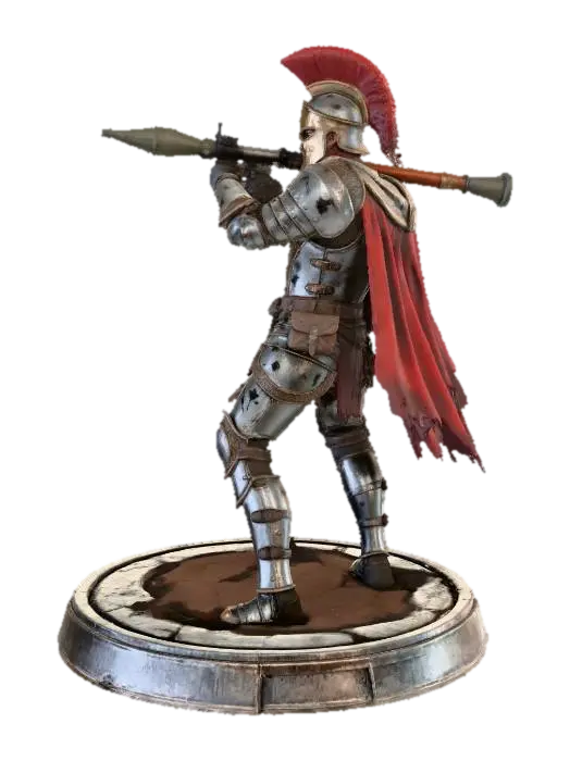 Spartan with RPG-7 3D model, vytvořený pomocí AI