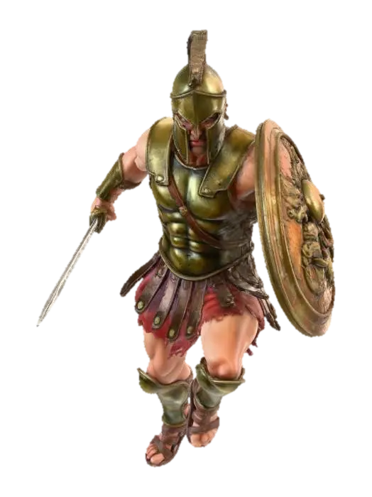 Charging Spartan Warrior 3D model, vytvořený pomocí AI