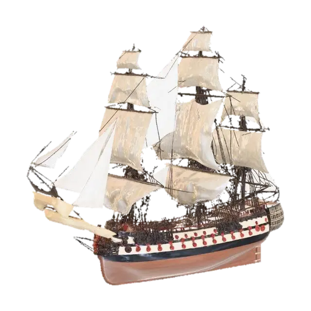 Full Sail Tall Ship - Sailing 3D model, vytvořený pomocí AI