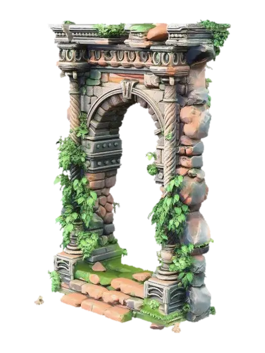 Overgrown Stone Arch - Ruined 3D model, vytvořený pomocí AI