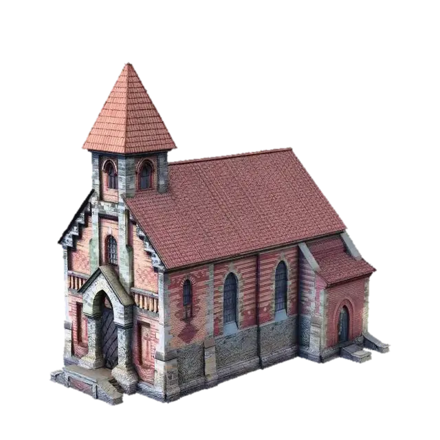 Brick Gothic Chapel 3D model, vytvořený pomocí AI