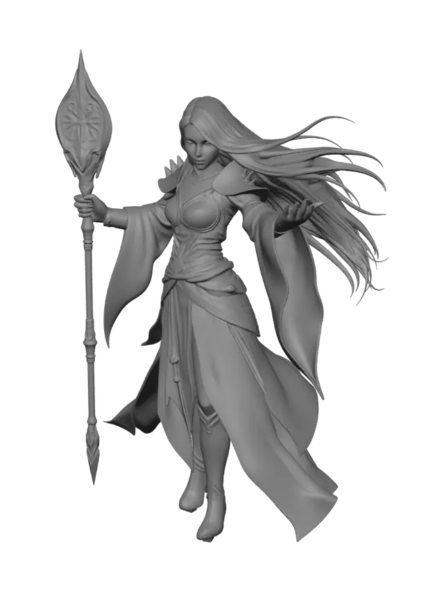 3D model for night elf female priest in battle