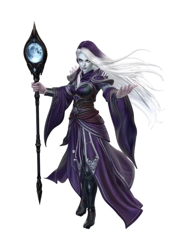 3D model for night elf female priest in battle