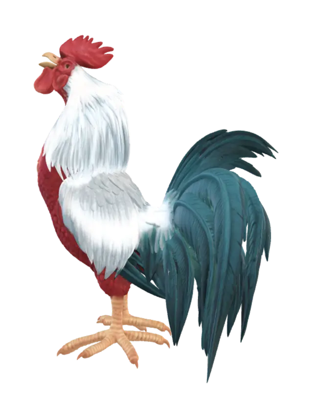 Cerulean Tail Rooster - Clipart 3D model, vytvořený pomocí AI