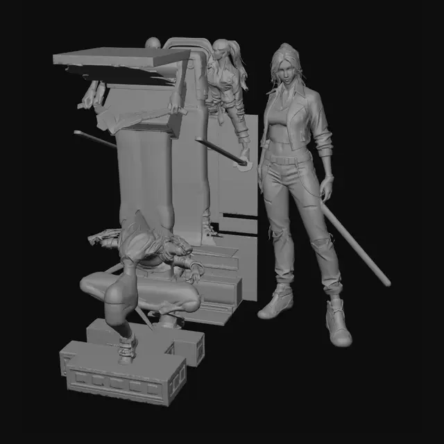 3D model for Red Leather Katana Warrior