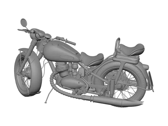 3D model for Abandoned Vintage Motorcycle in a Field