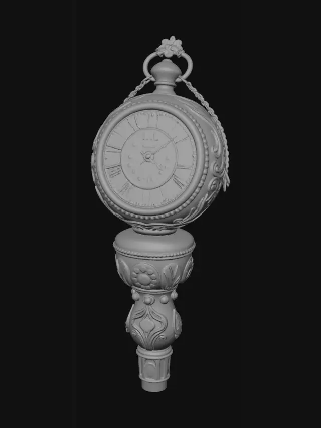 3D model for Add a intricate pocketwatch on the staff orb