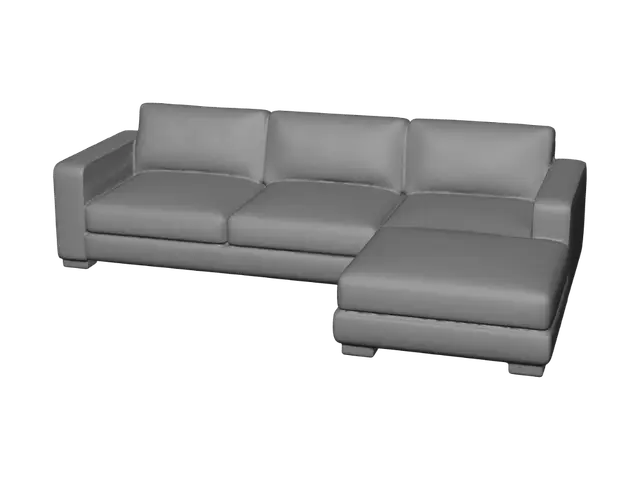 3D model for Brown Leather Sectional Sofa with Chaise