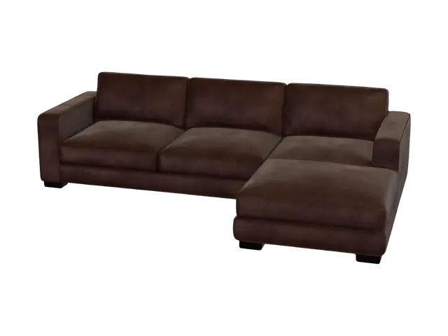 3D model for Brown Leather Sectional Sofa with Chaise
