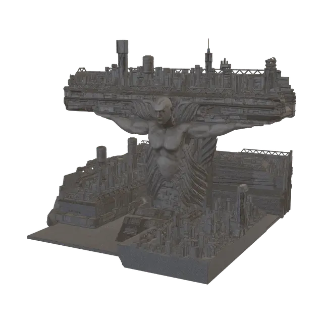 Titan of the Megacity - Kaiju 3D model, vytvořený pomocí AI