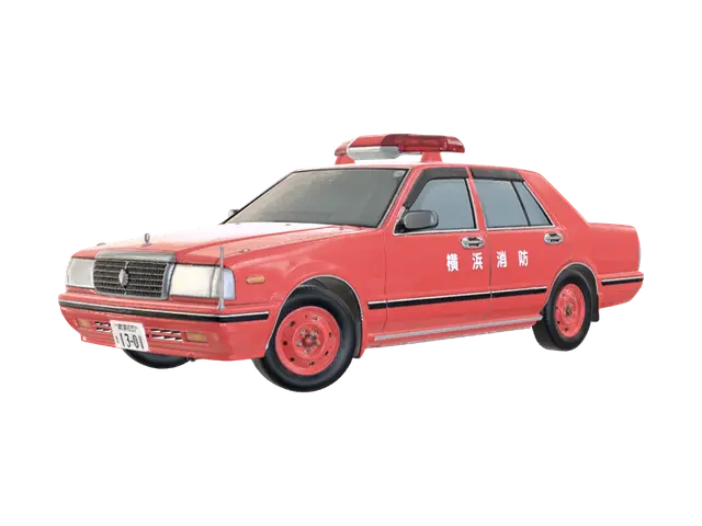 Yokohama Fire Patrol Sedan - Livery 3D model, vytvořený pomocí AI