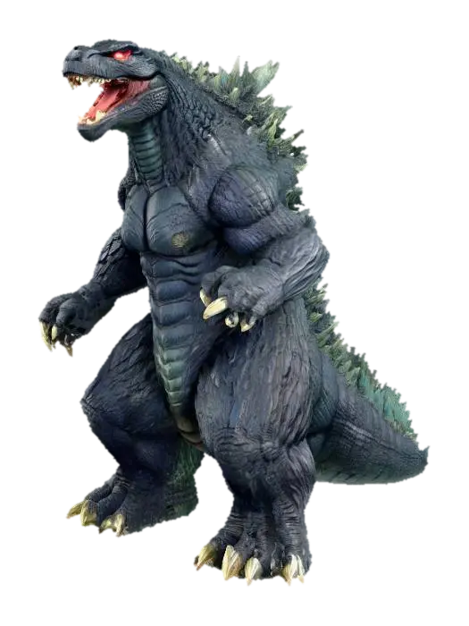 godzilla with hyper muscle body roaring - Feet 3D model, vytvořený pomocí AI