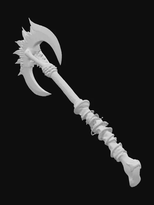 3D model for gothic godzilla skin scales themed battle axe