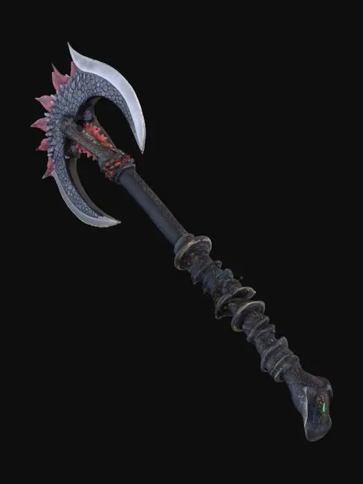 3D model for gothic godzilla skin scales themed battle axe