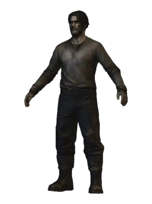 Dustbound Survivor - Haracter 3D-model, gegenereerd door AI