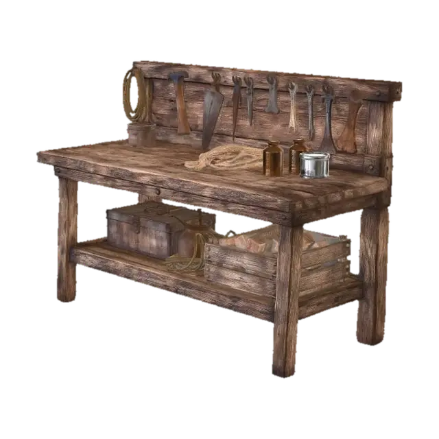 Timeworn Workbench 3D model, vytvořený pomocí AI