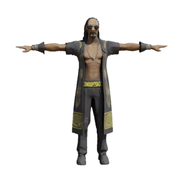 Humanoid representing snoop dog in a T Pose. make him realistic. - Celebrity のAI生成3Dモデル