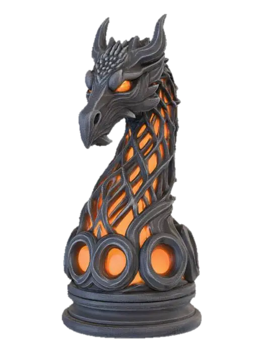Ember Dragon Lamp 3D model, vytvořený pomocí AI