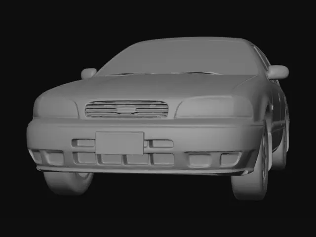 3D model for White sedan in a showroom