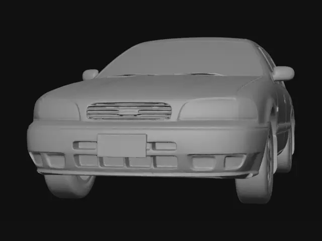 3D model for White sedan in a showroom