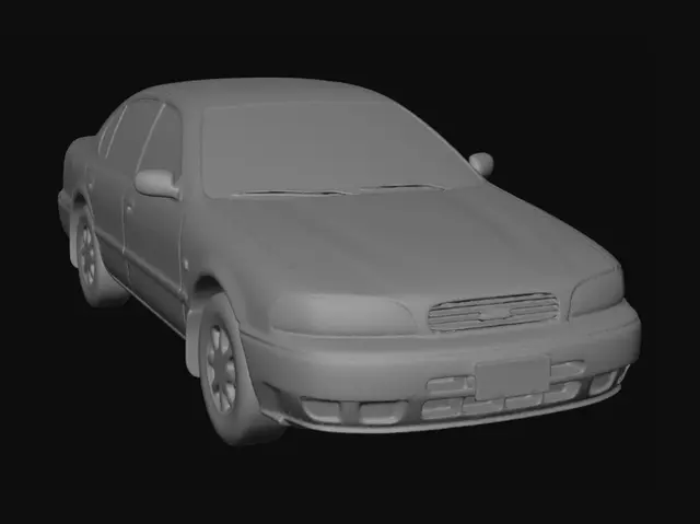 3D model for White sedan in a showroom