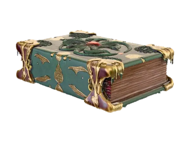 3D model for A closed thick arcane tome.  The front has a Cthulhu theme.  It is really creepy looking.