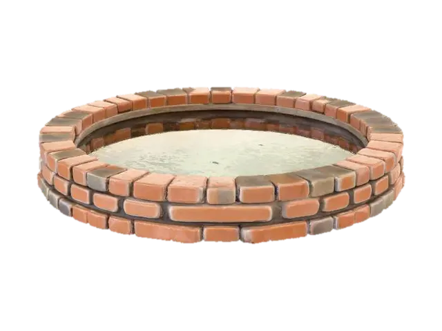 3D model for A round brick pool, as you might find in an onsen or natural spring.  The spring has dried up, the pool is empty.  The bricks are quite large.