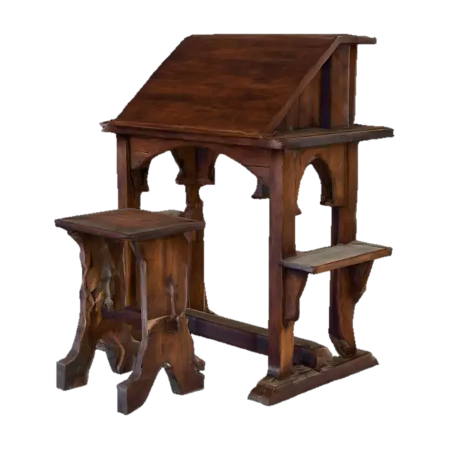 Medieval desk 3D model, vytvořený pomocí AI