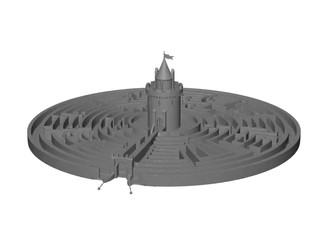 3D model for Circular Hedge Maze with Central Tower