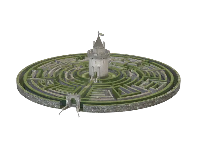 3D model for Circular Hedge Maze with Central Tower
