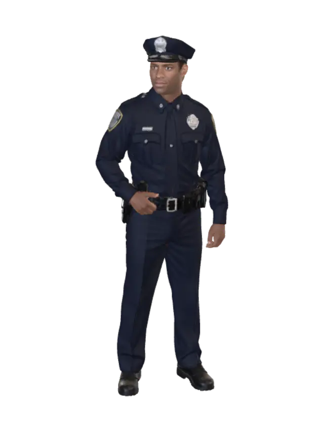 Modello 3D Dark Skin Police Officer Standing 3D - Cops, generato dall’IA