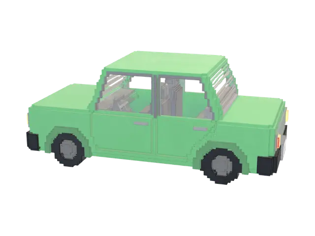 Auto - Blocky 3D model, vytvořený pomocí AI