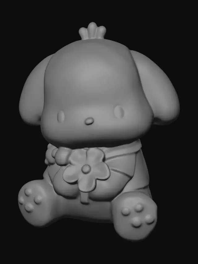 3D model for Pastel Puppy Figurine Holding a Blue Flower