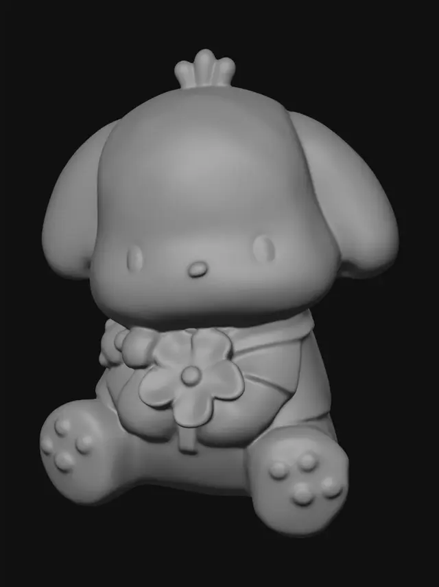 3D model for Pastel Puppy Figurine Holding a Blue Flower