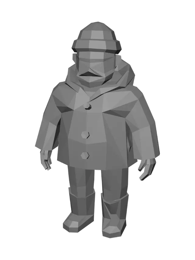 3D model for Low-Poly Adventurer in a Yellow Raincoat