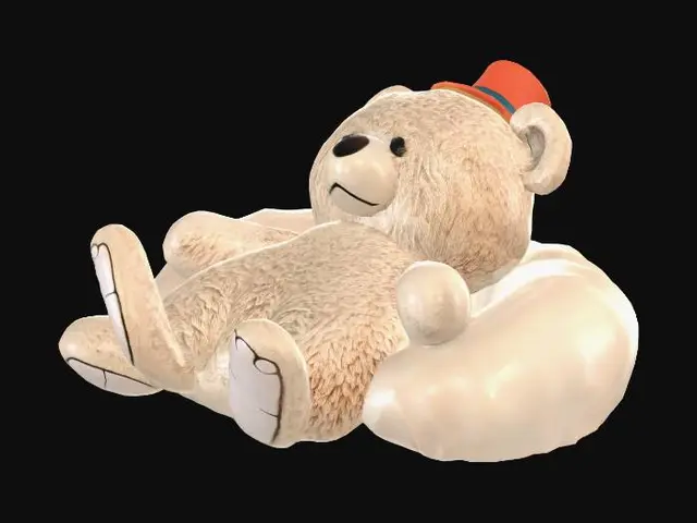 3D model for Plushy Bear Pillow Bed with a top hat and tap shoes make it furry please #ImagineMeshy