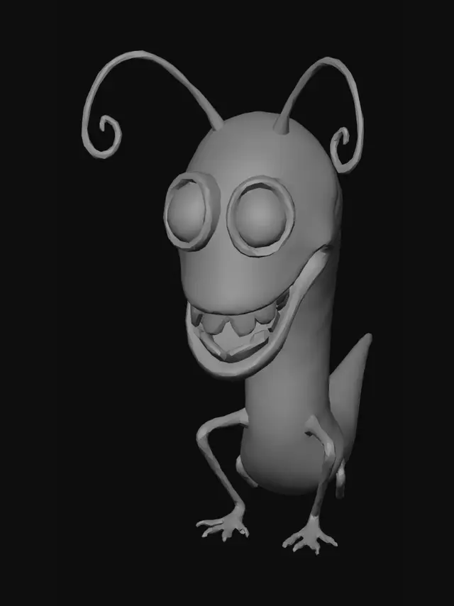 3D model for I need a creature that looks like it was from starwars but created by tim burton, it must be a worm style creature,