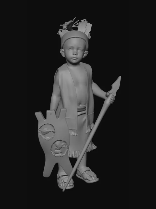 3D model for Young tribal warrior
