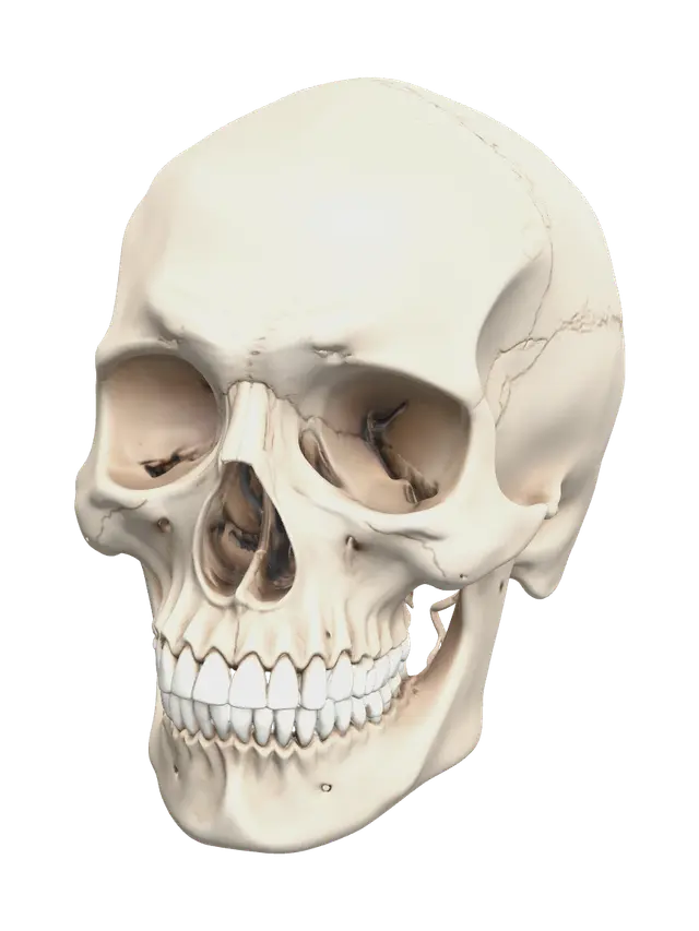 Weathered Human Skull Anatomy 3D model, vytvořený pomocí AI