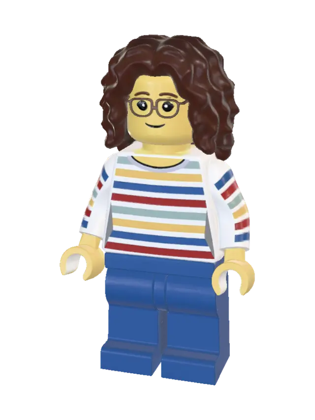 3D model for Curly-Haired Rainbow Striped LEGO Figure